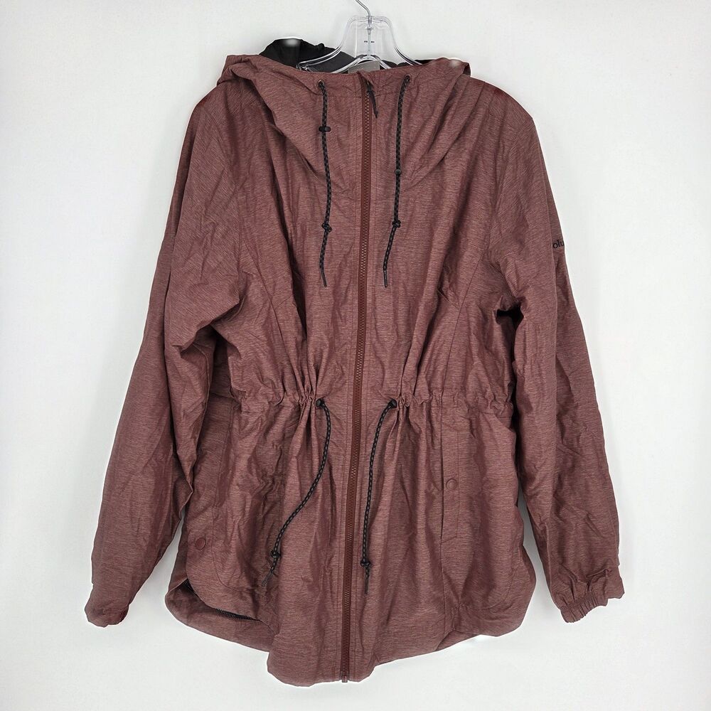 Columbia Womens Lillian Ridge Water Resistant Rain Jacket Burgundy Large Hooded